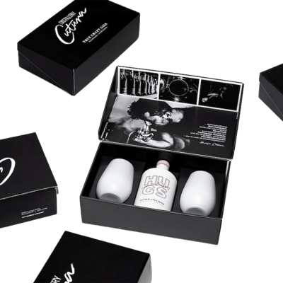 HUGS BOX DELIGHT Cranberry - Gift set (1x cranberry gin liqueur + 2x glasses)
