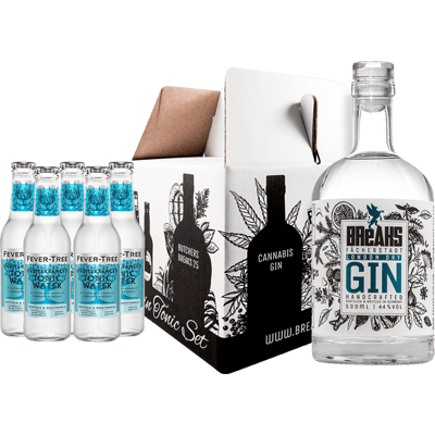 Breaks Gourmet Set Premium Dry Gin (1x London Dry Gin + 5x Fever Tree Mediterranean Tonic Water)