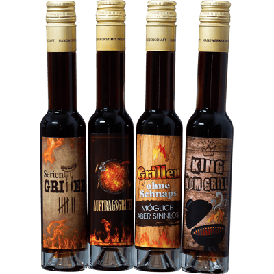 Deheck Likör Geschenk Set Grillen Serie (4x Kräuterlikör)