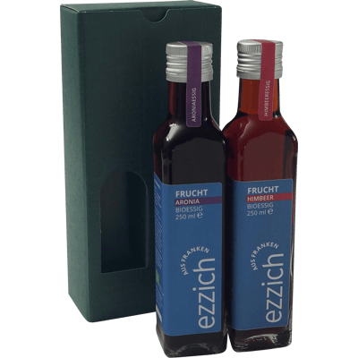 ezzich Set FRUCHT - Bio Essig Probierpaket (1x Aronia Essig + 1x Himbeer Essig)