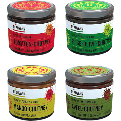 BySusann Tasting Chutney Set 1 of 4 - Tomato, Fig-Olive, Mango & Apple