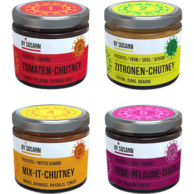BySusann Tasting Chutney Set 2 of 4 - Tomato, Lemon, Mix-It & Fig & Plum