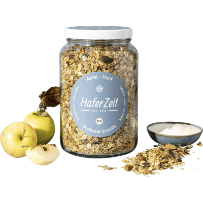 Bio Granola Apfel Hanf im Glas - Müslimischung