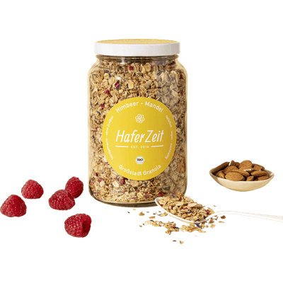 Bio Granola Himbeer Mandel im Glas - Müslimischung