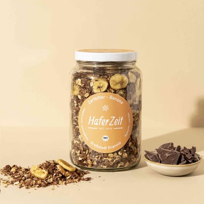 Bio Granola Zartbitter Banane im Glas - Müslimischung