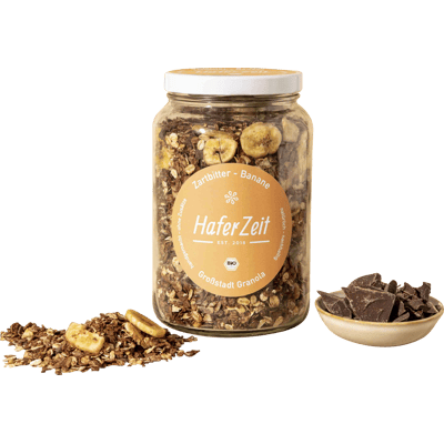 Bio Granola Zartbitter Banane im Glas - Müslimischung
