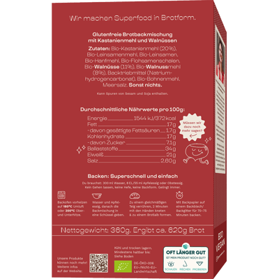 Maronibrot Dunkel Walnuss Bio Brotbackmischung