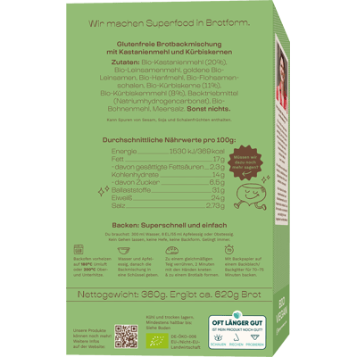 Maronibrot Kürbis Bio Brotbackmischung