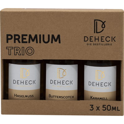 Deheck Likör Topseller Trio (1x Butterscotch mit Whisky + 1x Haselnuss + 1x Karamell mit Rum)
