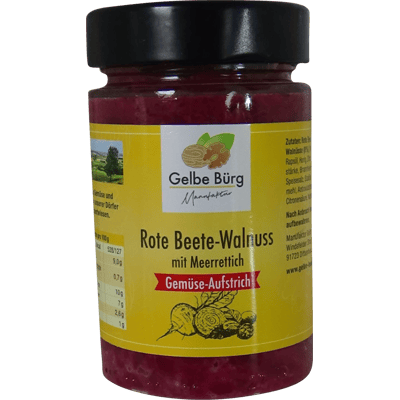 Manufaktur Gelbe Bürg Rote-Beete-Walnuss Aufstrich mit Meerrettich