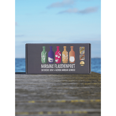NORGIN Probierbox (1x London Dry Gin + 1x Cherry & Mint Gin + 1x Orange & Almond Gin + 1x Salty Gin + 1x Eierlikör)NORGIN Probierbox (1x London Dry Gin + 1x Cherry & Mint Gin + 1x Orange & Almond Gin + 1x Salty Gin + 1x Eierlikör)