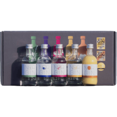 NORGIN Tasting Box (1x London Dry Gin + 1x Cherry & Mint Gin + 1x Orange & Almond Gin + 1x Salty Gin + 1x Egg Liqueur)