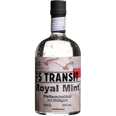 Royal Mint peppermint liqueur with gold leaf No. 5555 - F5 Transit - Transit schnapps