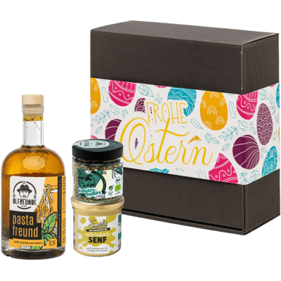 Osterbox Frohe Ostern (1x Pastaöl + 1x Gewürzmischung + 1x Senf)