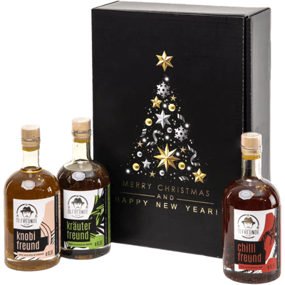 Weihnachtsbox Würztrio (1x Knoblauchöl + 1x Kräuteröl + 1x Chiliöl)
