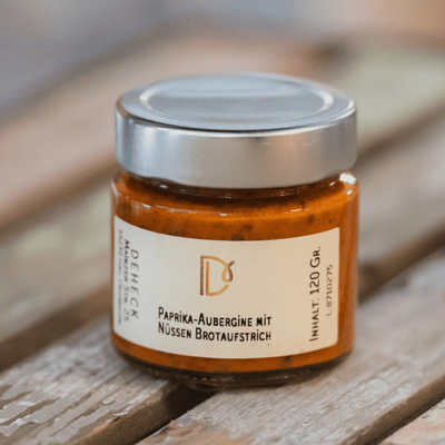 Deheck Manufaktur Paprika Aubergine Aufstrich mit Nüssen