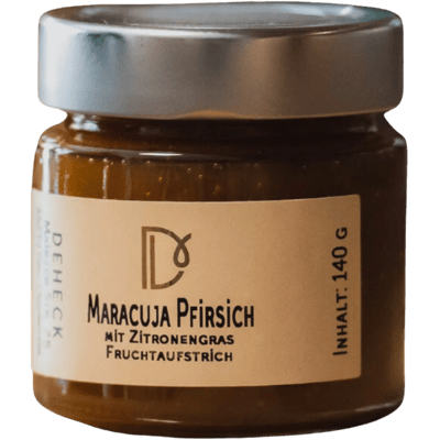 Deheck Manufaktur Maracuja Pfirsich Aufstrich mit Zitronengras