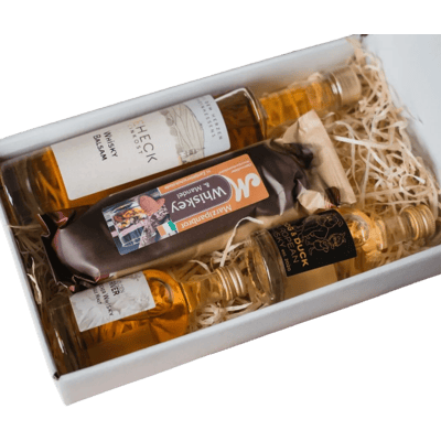 Deheck Whisky Gift Set XXL (2x Whisky + 1x Whisky Balsam Vinegar + 1x Whisky Marzipan Bread)