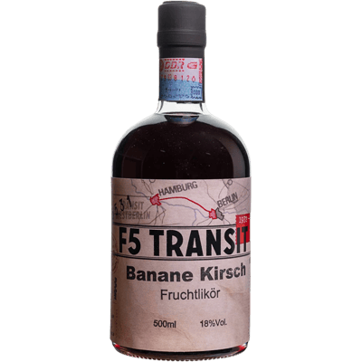 Banana Kirsch Liqueur No. 5531 - KiBa with shot - F5 Transit - Transitschnaps
