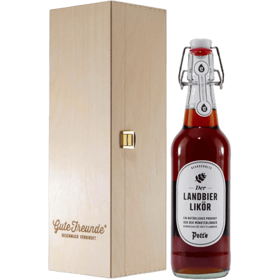 Pott's Landbier liqueur with wooden gift box