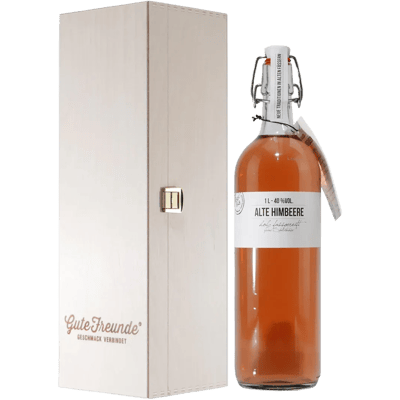 Birkenhof Alte Himbeere berry brandy magnum bottle with wooden gift box