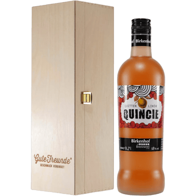 Birkenhof Quincie quince liqueur with wooden gift box