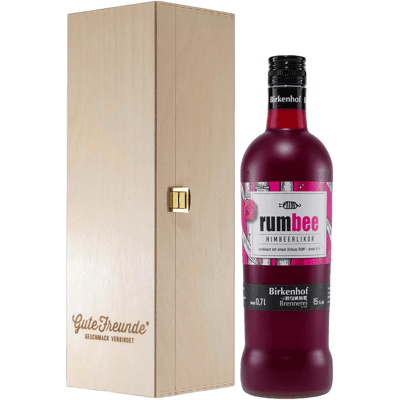 Birkenhof RumBee Himbeerlikör mit Geschenk-Holzkiste