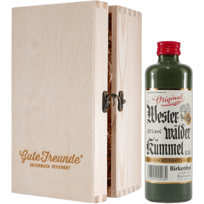 Birkenhof Westerwälder Kümmel with wooden gift box