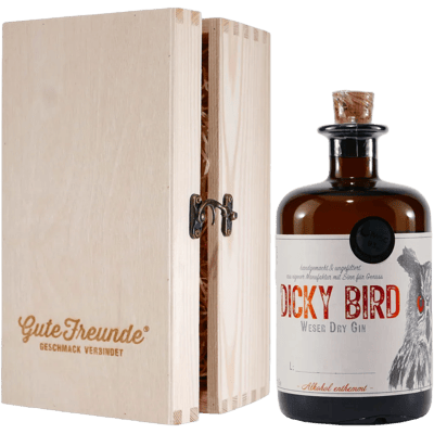 Dicky Bird Weser Dry Gin with wooden gift box