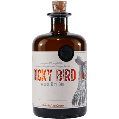 Dicky Bird Weser Dry Gin with wooden gift box