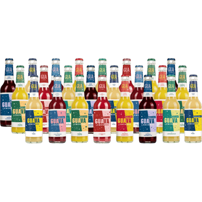 GUA LIMO 24 Mixed Box (4x Mango & Lime + 4x Yuzu + 4x Sour Cherry & Rose + 4x Elderberry & Mint + 4x Lemongrass + 4x Ginger & Turmeric)