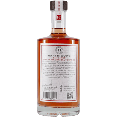 Hartingowe Sizilianische Blutorange Gin-Likör mit Geschenk-Holzkiste