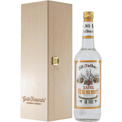 Old Fulda table caraway liqueur with wooden gift box
