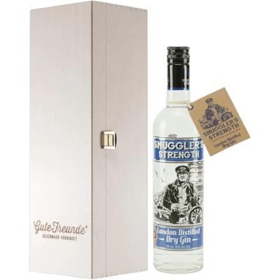 Smugglers Strength London Dry Gin with wooden gift box
