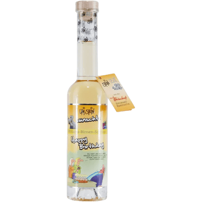 Stein-Zeit Happy Birthday pear schnapps with wooden gift box