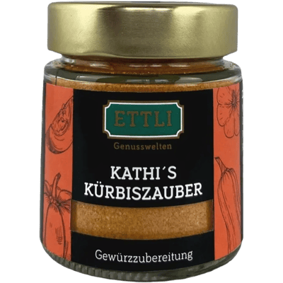 Kathi's pumpkin magic spice preparation in a screw-top jar