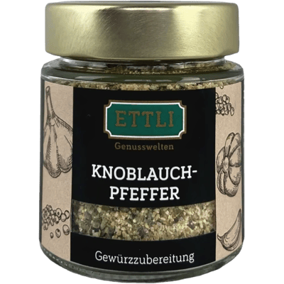 Knoblauchpfeffer Gewürzubereitung im Schraubglas