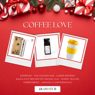 Coffee Love Set (1x Grønenberg Manuelle Kaffeemühle + 1x Espresso + 1x Trinkbecher mit Deckel)