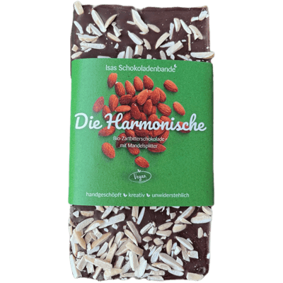 "Die Harmonische" - Vegane Bio-Zartbitterschokolade mit Mandelsplitter