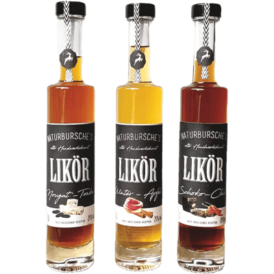 Naturbursche 3er Liqueur Box (1x Chocolate Chili Liqueur + 1x Winter Apple Liqueur + 1x Nougat Tonka Liqueur)