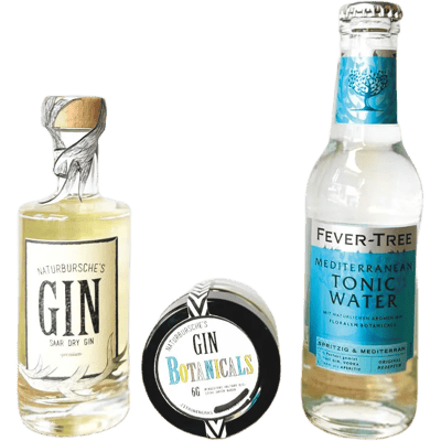 Naturbursche BeGINner Box with Botanicals (1x Saar Dry Gin + 1x Fever Tree Mediterranean Tonic Water + 1x Gin Botanicals Lemongrass)