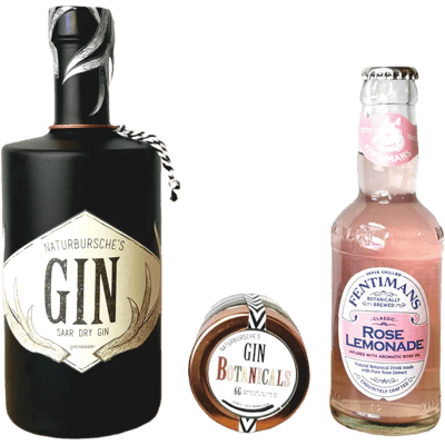 Naturbursche Ladies Gin Box (1x Saar Dry Gin + 1x Fentimas Rose Lemonade + 1x Gin Botanicals Rose)