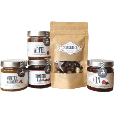 Naturbursche Naschkatzenbox (4x Fruchtaufstrich + 1x Schokobeeren)