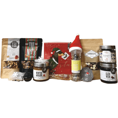 Naturbursche Family & Friends Xmas Box (2x Tee + 2x Aufstrich + 1x Schokobeeren + 1x Senf + 1x Salz +1x Tee-Ei + 1x Kandis + 1x Servietten)