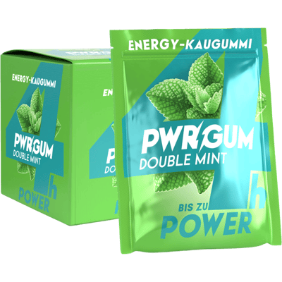 PWRGUM Double Mint 10er Box - Energy-Kaugummis