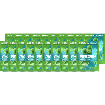 PWRGUM Double Mint 20er Pack - Energy-Kaugummis