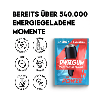 PWRGUM Energydrink Flavor 10er Box - Energy-Kaugummi