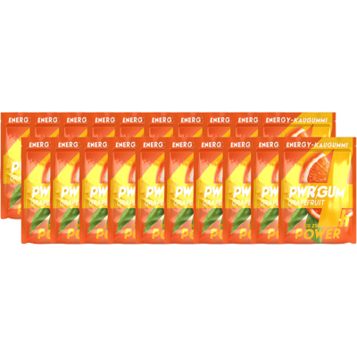 PWRGUM Grapefruit 20er-Pack - Energy-Kaugummis