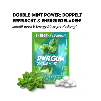 PWRGUM Double Mint box of 10 - Energy chewing gum