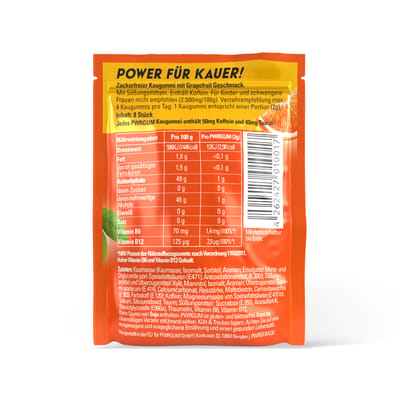 PWRGUM Grapefruit 10er Box - Energy-Kaugummi